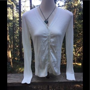 Lands End white light weight scrunchy fitted cardigan